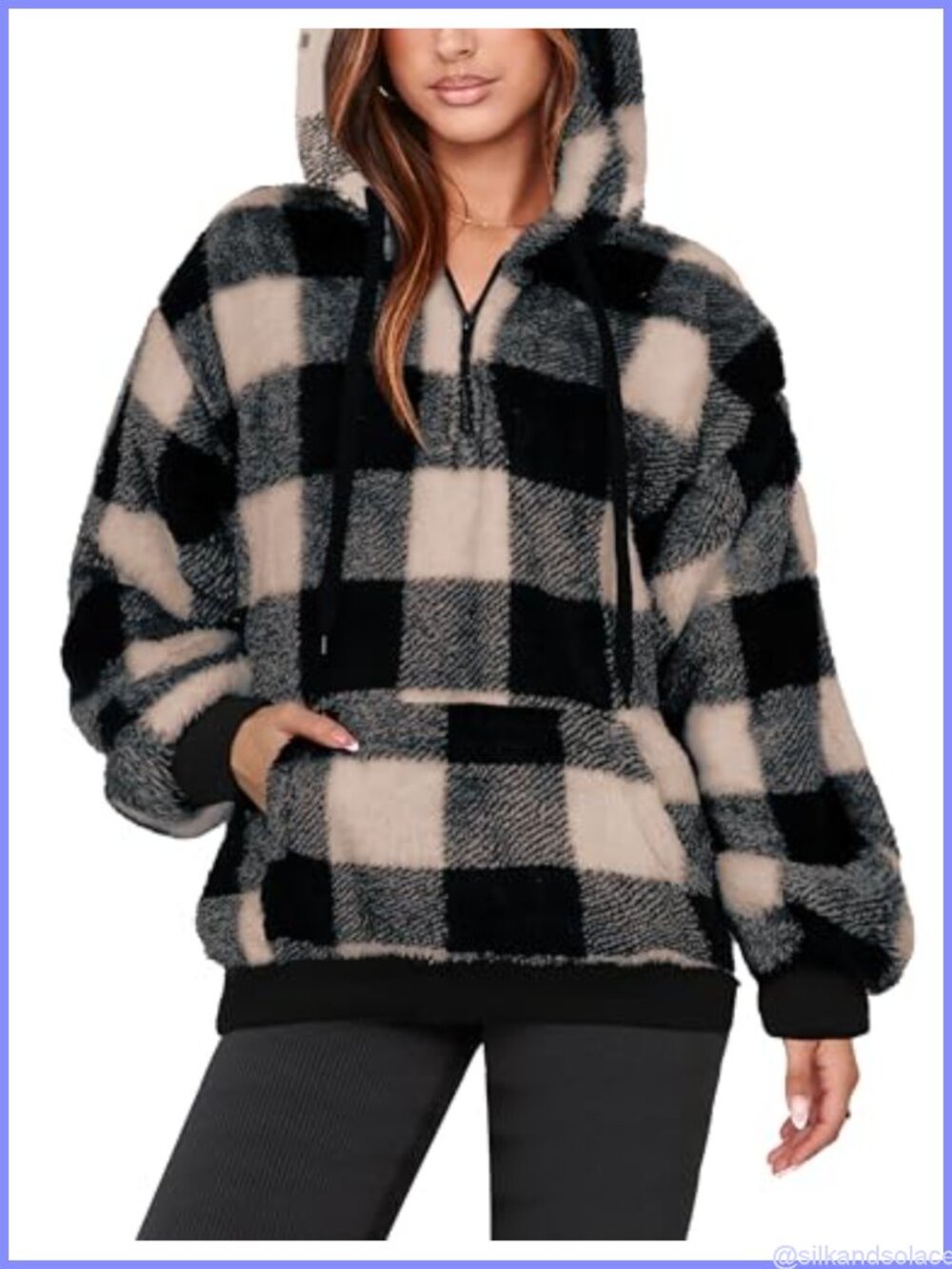 Sherpa Fleece Oversized Zip Up Hoodie with Pockets Cozy Winter Sweatshirt